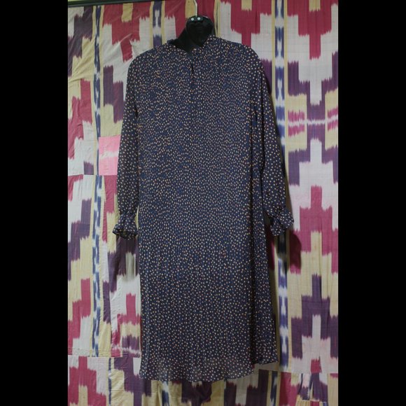 SEEN WORN KEPT ANTHROPOLOGIE Navy Gold Star Dress - Picture 2 of 5